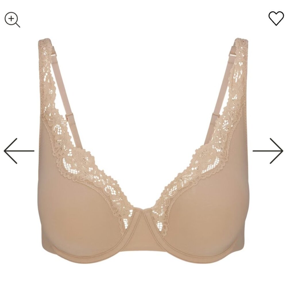 FITS EVERYBODY LACE UNLINED FULL COVERAGE BRA CLAY / 34 / DD